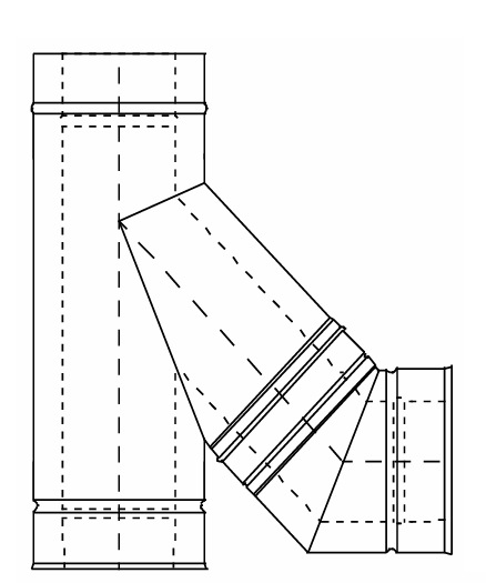 T-Anschluss 45° mit Winkel 45°
